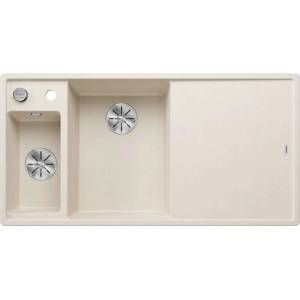 BLANCO Axia III 6 - Силгранитна мивка, 100x51 см, с контрол на оттичането и аксесоари, InFino, фино бяла 527044 (527044) Мивка за вграждане