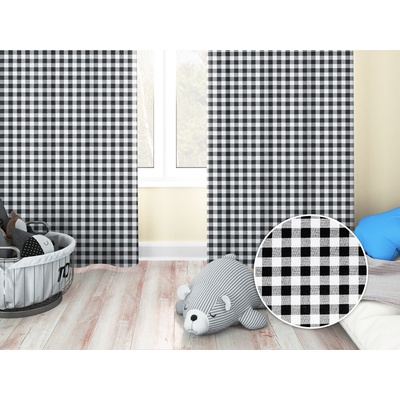Biante Detský bavlnený záves Sandra SA-060 Čierno-biele kocky 140x170 cm