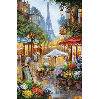 MagicArt Диамантен гоблен MagicArt: Premium - Цветен пазар, 30 х 40 cm, с кръгли мъниста (VC-TY718)