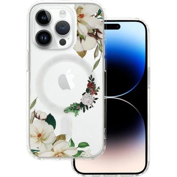 Tel Protect Кейс Tel Protect Flower, за IPhone 11 Pro Max, Magsafe, Защита около камерата, Прозрачен с бели цветя (4242)