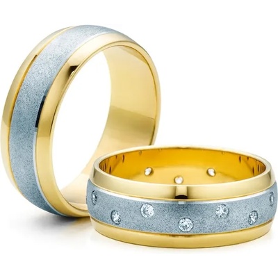 SAVICKI Сватбени халки: двуцветно злато, полукръгъл профил. 6.5 мм