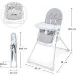 KinderKraft BINCI - сгъваемо столче за хранене, светлосиво