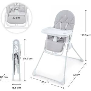 KinderKraft BINCI - сгъваемо столче за хранене, светлосиво