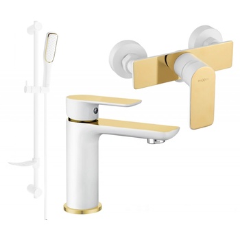 Mexen Alfa DF49 комплект душ, бял/златен - 745704DF49-25 (745704DF49-25)