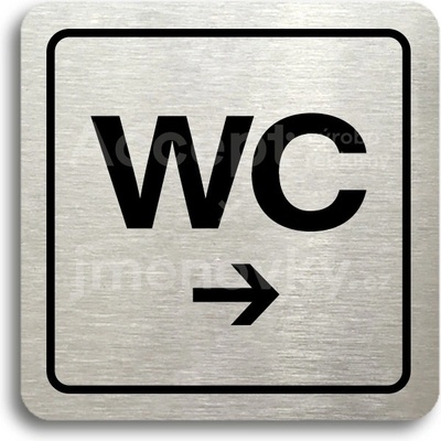 ACCEPT Piktogram WC vpravo - stříbrná tabulka - černý tisk
