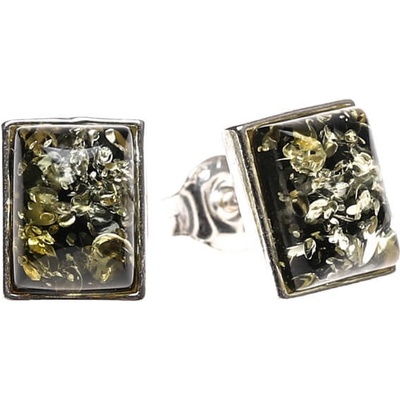 Reblan náušnice so zeleným jantárom KARIN RENU230