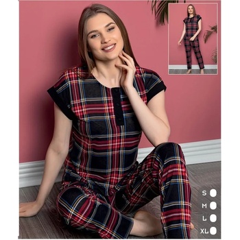 Image 1 of Дамска пижама на черно и червено каре
