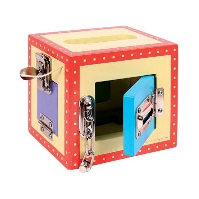 Bigjigs Toys - Дървена кутия с различни по трудност заключалки (BJ447)