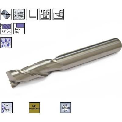SK drážkovací fréza pr. 4,0 x 12,0 mm 2bř. 55° , ALUMILL-NANO ALUMILL-NANO-2-0400L