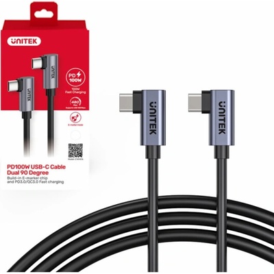 Unitek C14147ABK01-0.5M USB C 90°/90° PD 100W M/M 1m
