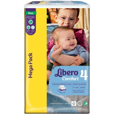 Libero Бебешки пелени Libero Comfort - Mega, размер 4, 7-11 kg, 80 броя (6277)