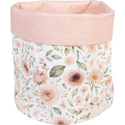 Bílý látkový košík s růžemi Soft Romantic Blush - Ø 15*16 cm - Clayre & Eef