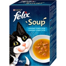 FELIX Soup polievky s treskou tuniakom a platesou pre mačky 6 x 48 g