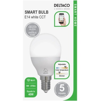 DELTACO SH-LE14G45W, SMART Led žárovka, E14