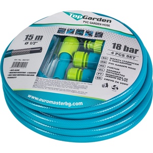 TopGarden Маркуч за вода 1/2" x 15m к-т с 4 бр. конектори TG
