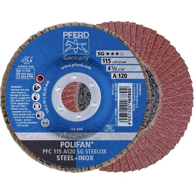 PFERD TOOLS 67712115 PFC 115 A 120 SG STEELOX vějířovitý brusný kotouč Průměr 115 mm Ø otvoru 22.23 mm nerezová ocel, ocel 10 ks