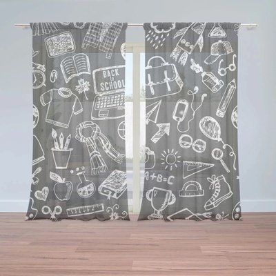 Sablio Záclony Čierno-biela škola: 2ks 150x250cm
