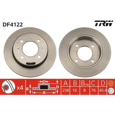 TRW Brzdový kotúč plny Ø258mm DF4122