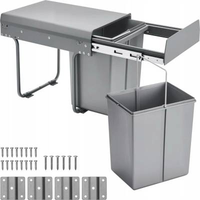 SucceBuy Výsuvný Odpadkový Koš 20 L x 2 Skrytý Odpadkový Koš Do Kuchyně