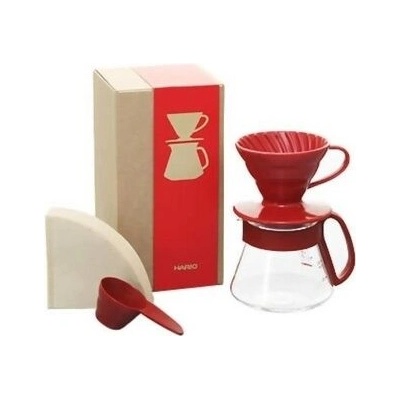 Hario V60-01 Coffee Server Ceramic Set Red