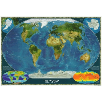Satelitní svět - nástěnná mapa National Geographic 109 x 76 cm Varianta: bez rámu v tubusu, Provedení: laminovaná mapa v lištách