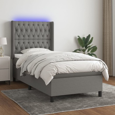Petrashop 3138518 boxspring postel s matrací a LED tmavě šedá textil
