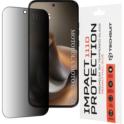 Techsuit Стъклен протектор за Motorola Moto G77 / G67 - 111D Privacy Full Glue - Techsuit - Черен
