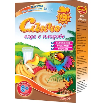 Слънчо Млечна каша Слънчо - Елда с плодове, 200 g (3800005000091)
