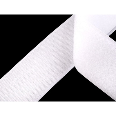 Suchý zip háček + plyš šíře 50 mm, střední, 1 bílá