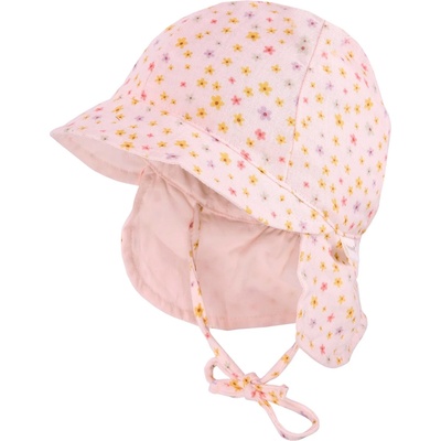 maximo Шапка с козирка maximo Baby's Peak Cap with Tie + Muslin Neck Protector Cap - Muschelrosa / Blümchen - размер 41 cm (904-6332-0615)