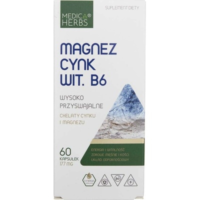 Medica Herbs Horčík zinok Vitamín B6 60 kapsúl