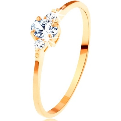 Šperky Eshop Zlatý prsten čirý oválný zirkon malé zirkonky po stranách S3GG113.24