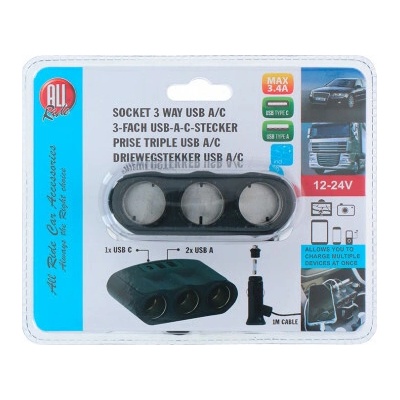 ALLRIDE Roztrojka 12/24 V + USB-C a 2x USB-A
