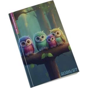 Realsystem Ученическа джобна книжка REALSYSTEM хартиена корица 125x205mm сова 2026-2027 (5313-71)