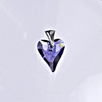 Čištín Stříbrný přívěšek s krystalem Swarovski tanzanire heart pendant, srdce, P 1303