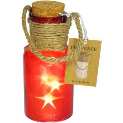 TORO Dekorační sklenice 5 led provence 20cm červená