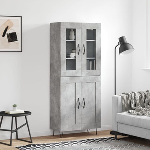 vidaXL Висок шкаф, бетонно сив, 69, 5x34x180 см, инженерно дърво (3198373)