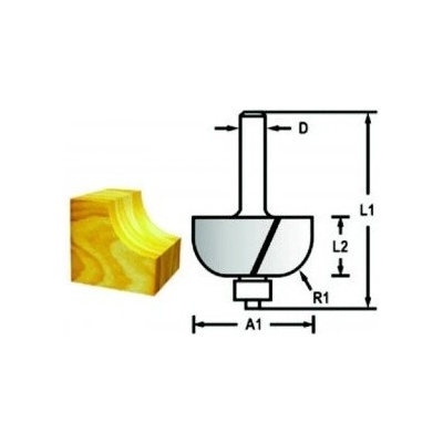 Žlábkovací fréza s ložiskem stopka 8mm, 15,9x6,35x49mm, Makita D-48583