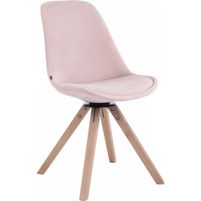 Design Shop Troyes samet dřevěné nohy hranaté natura Ružová