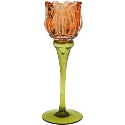 Werner Voss Sklenený svietnik Tulipán 21,5 cm oranžová