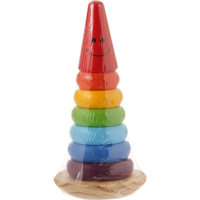 Дървена играчка - пирамида с рингове за подреждане