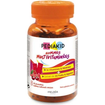 Pediakid Multivitamínové veganské přírodní gumové bonbóny pro děti třešňová příchuť 60 bonbónů