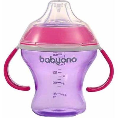 Babyono Неразливаща чаша с мек накрайник Babyono - 180 ml, розова (5901435414200)
