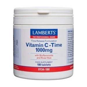 LAMBERTS Хранителна добавка Витамин C с постепенно освобождаване 1000 мг , Lamberts Vitamin C Time Release 1000mg 180 tabs