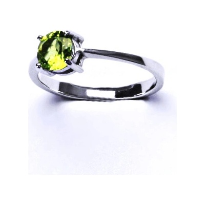 Čištín Zlatý prsten přírodní olivín bílé i žluté zlato T 1250