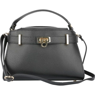 Talianske Čierna talianska kožená crossbody kabelka Luciana