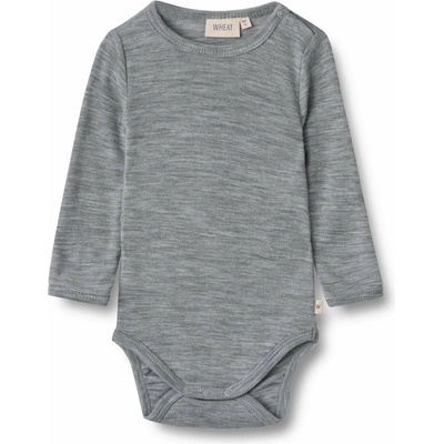 Merino body pre deti s dlhým rukávom šedá melange šedá Lucca Wheat