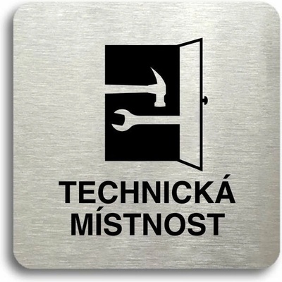 Accept Piktogram "technická místnost" (80 × 80 mm) (stříbrná tabulka - černý tisk bez rámečku)