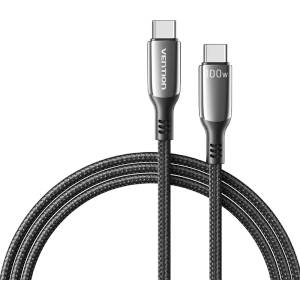 Vention USB-C/M - USB-C/M, 1.2m, (5A, черен), кабел