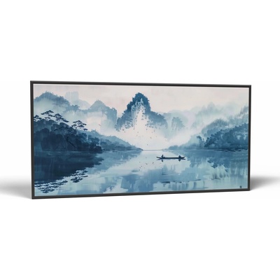 Príroda Tichá rieka | Obraz Vintessia v ráme Rozmery panoráma: 60x120, Rám: Čierny matný-alu